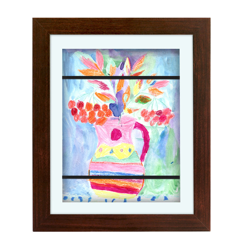 Fromberg 10 x 12.5 Front Open Kids Art Frame with Elastic Straps, Walnut