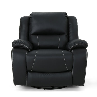 LOONGFIELD 39" Wide Faux Leather Manual Swivel Standard Recliner