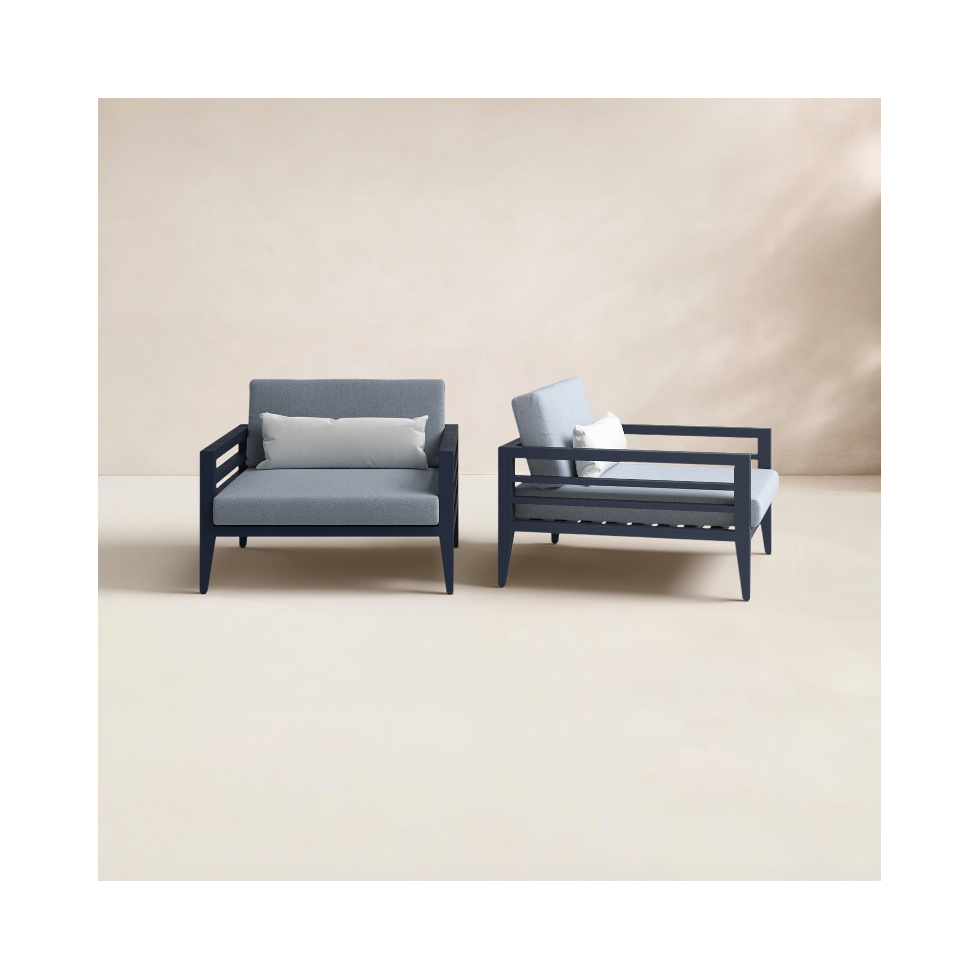 Winthrop Patio Chair with Sunbrella® Cushions, Gray, Navy