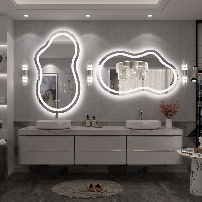 Miroir de salle de bain Molly, 49 po x 27 po, Avant et rétroéclairé