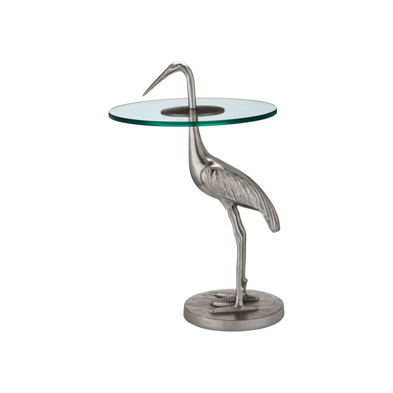 Crane Glass End Table, Nickel