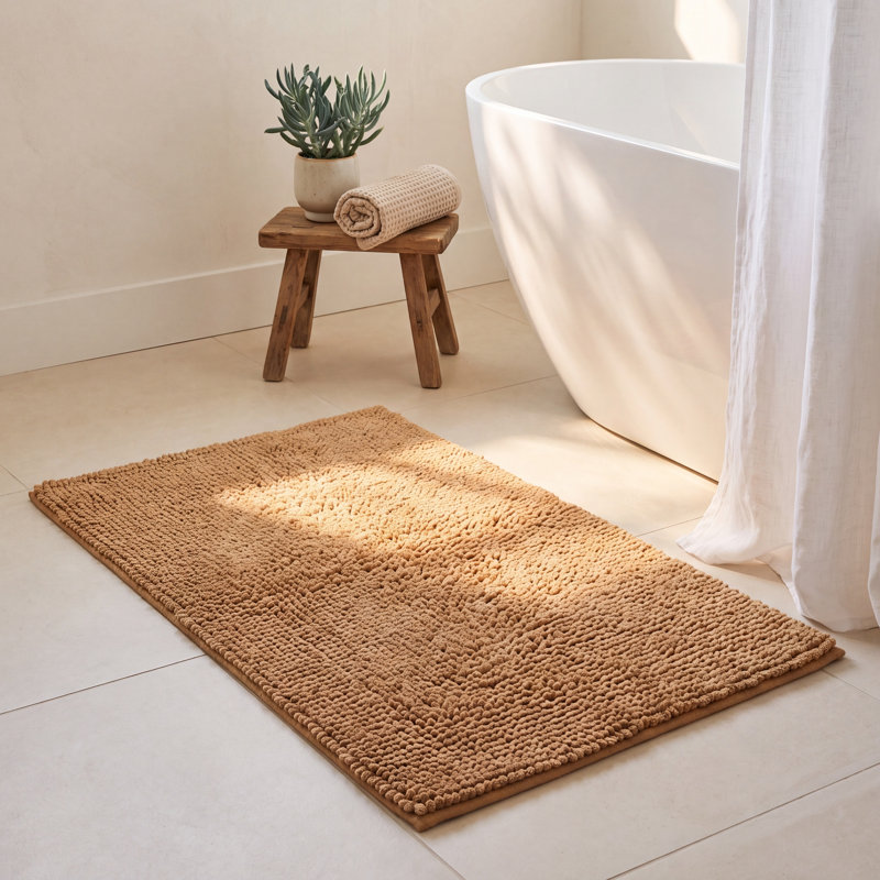 100% Cotton Reversible Bath Mats, Mocha, 24 in x 17 in