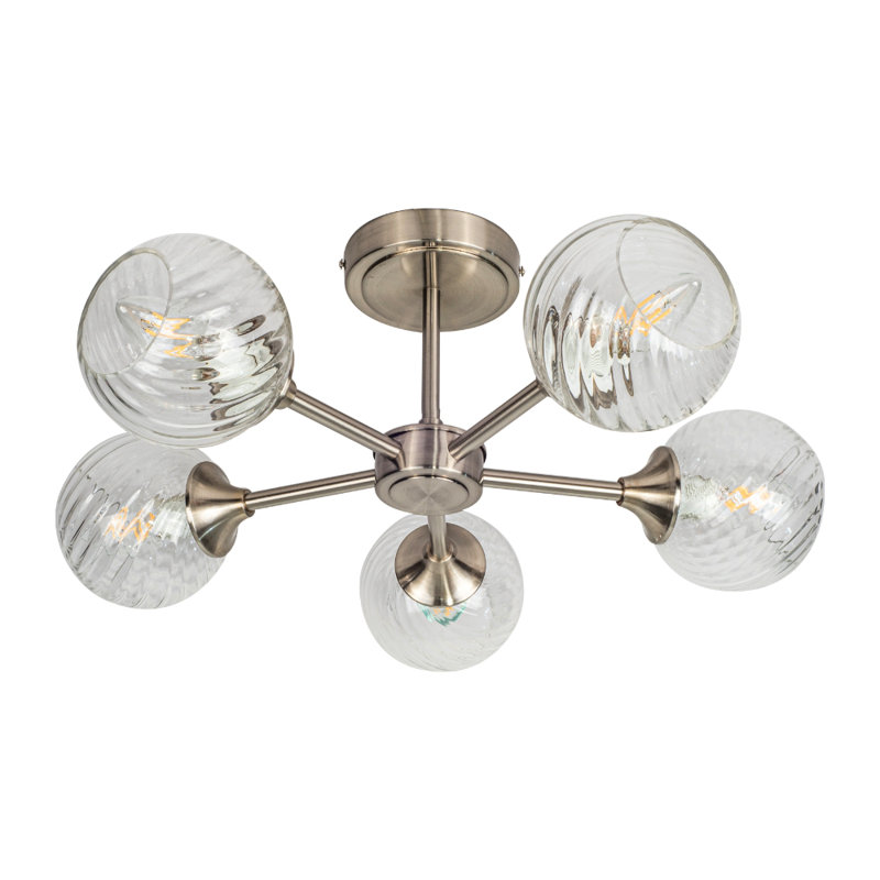Aamilah Glass Semi Flush Mount, Satin Chrome