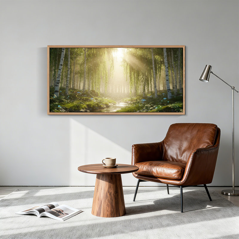 Tableau encadré sur toile « Forêt ensoleillée », 1 pièce, 147 x 71 cm, 58 po x 28 po