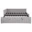 Lit de jour rembourré en L pleine grandeur avec lit gigogne escamotable double et ports USB, gris