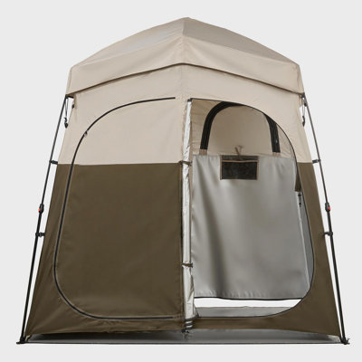 Tente de camping, cabine de vestiaire pliable et portable 2 pièces avec piquets, cordes et sac de transport, tissu Oxford 150D avec revêtement argenté, pour le camping, la plage et la pêche