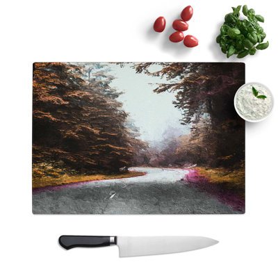 Tempered Glass Road Through Redwood National Park in California Chopping Board