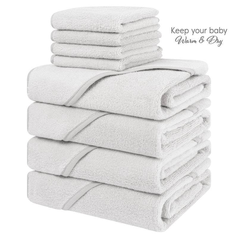 Ensemble de 8 serviettes de bain 100% coton, Gris