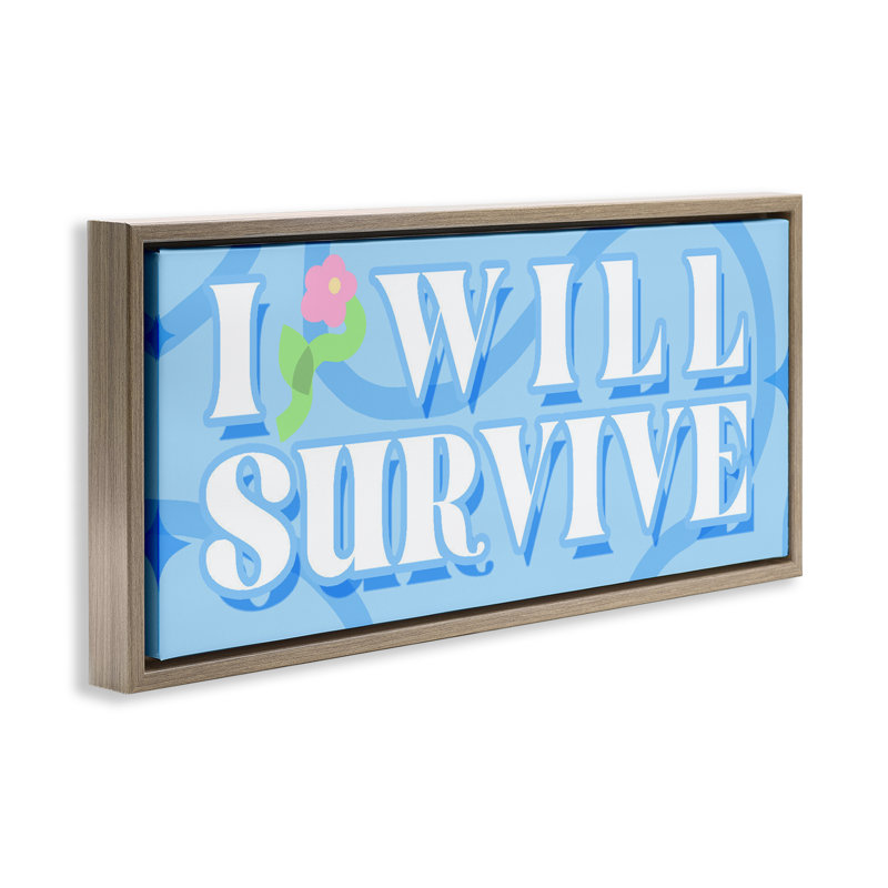 Cadre flottant Groovy I Will Survive, design par Lil 'Rue, H 11 po x l 25 po, Cadre flottant orme Montalcino
