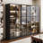 Combination Bookcase With Glass Doors And Led Lights, Display Cabin With 5-tier Shelveset-151890700-144561871