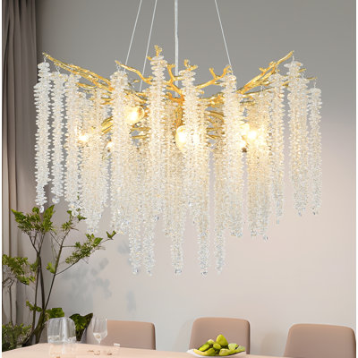 Crystal Chandelier Modern Chandelier Light Fixture, Crystal Tree Branch Chandeliers For Dining Room Kitchen Island Living Room Foyer 8-light