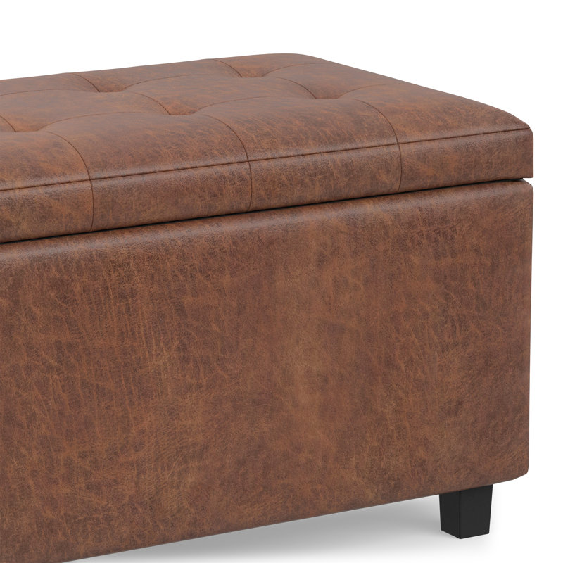 Banc repose-pieds avec rangement caché Cosmopolitan, Brun selle vieilli