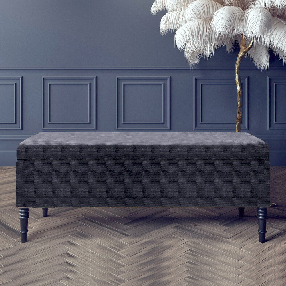 Paris Plain Naples Ottoman Storage Bench, Upholstered End of Bed Bench with Legs, Rectangle Coffee Table with Storage, Window Seat Ottoman Footstool f