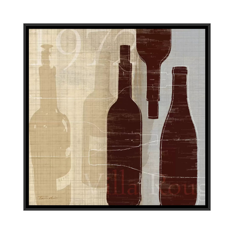 « bordeaux i », reproduction d’impression sur toile tendue, H 18 po x l 18 po x P 1,5 po, Toile avec cadre noir, Pas de tapis