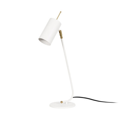 Lampe de table de style scandinave, corps en métal blanc, hauteur 21,7 pouces, abat-jour de 3,1 pouces de diamètre | Douille E27, 40 W maximum, câble de 6,6 pi | Design élégant et minimaliste, parfait pour le salon et la chambre à coucher