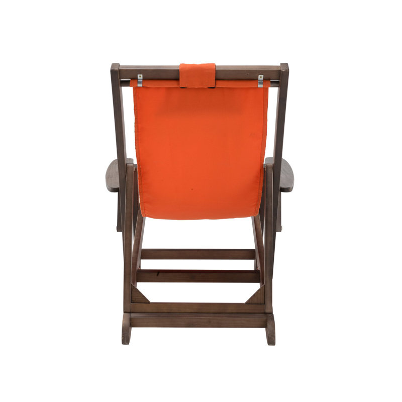 Chaise longue pliante avec coussin Moeteus, Brun foncé, Orange