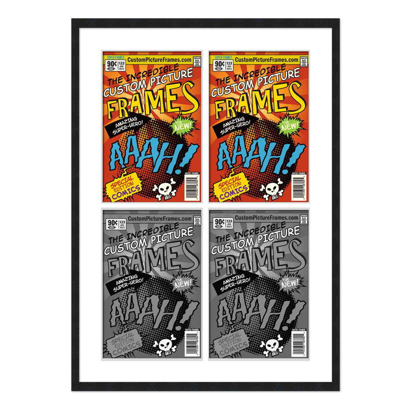 Wood Picture Frame with Mat, Black/White, 7.25" x 10.5"