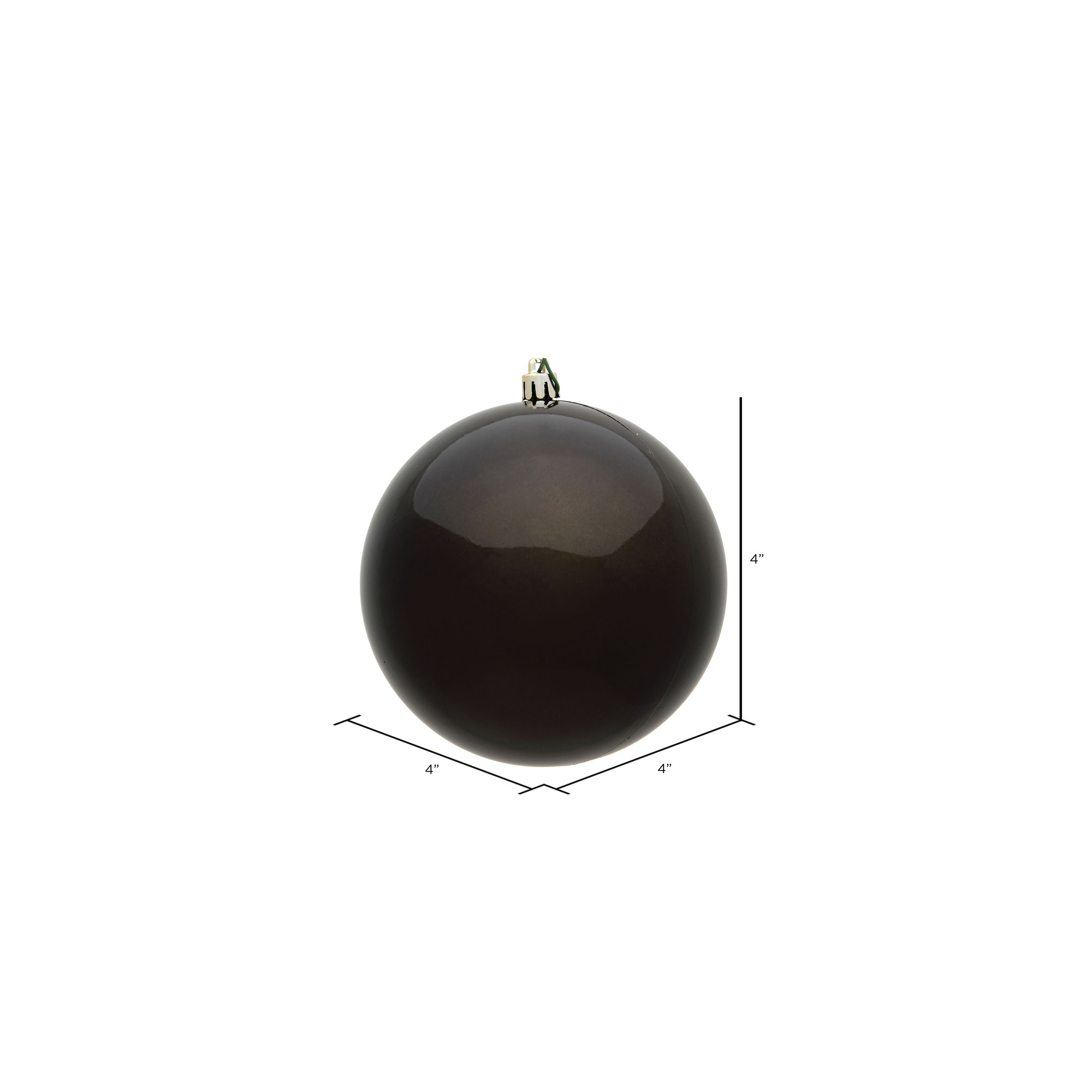 Holiday Décor Ball Ornament, Gunmetal, 4" H x 4" W x 4" D