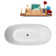 67" Streamline Soaking Glossy White Freestanding Tub and Tray With Internal Drain