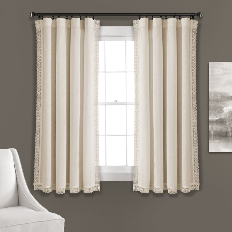 Rosalie Semi Sheer Curtain Pair, Ivory, 54"W x 63"L