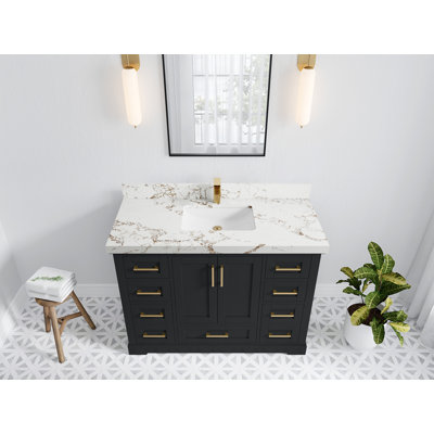 Boston 48 po X P 22 po De salle de bain simple en fer forgé Quartz blanc