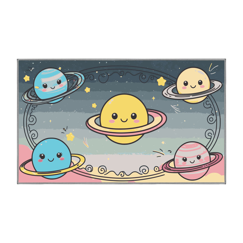 Tapis pour enfant Annamat Space Planets Astronauts, Rectangulaire 2 pi x 3 pi