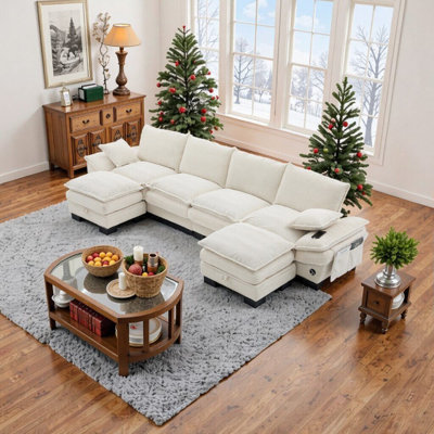 Modular Deep Seat Sofa With Corduroy Upholstery, Multi Configuration Living Room Furniture
