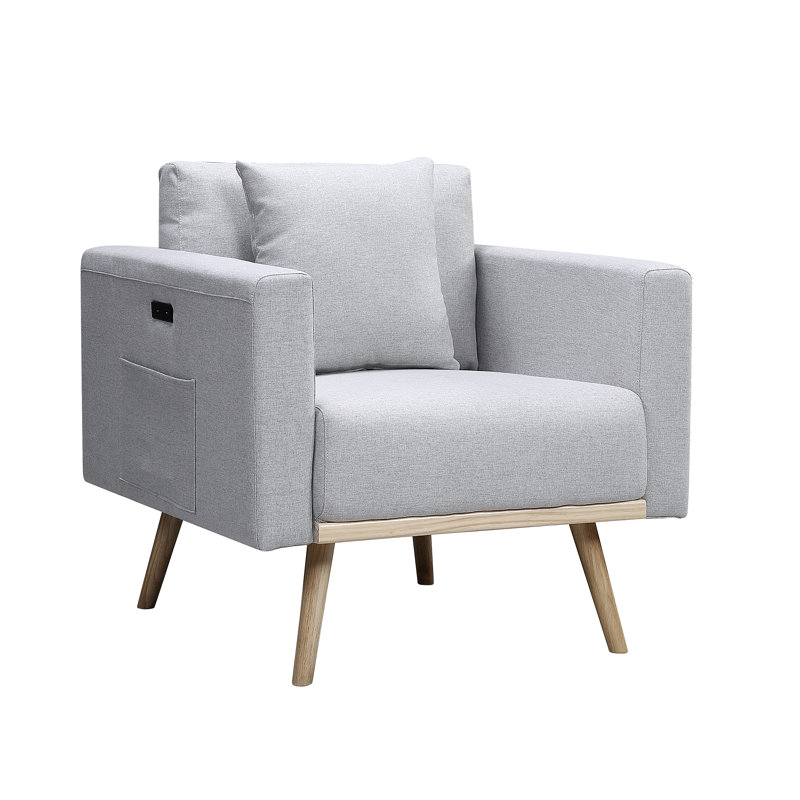 Abdulkadyr Upholstered Armchair, Light Gray
