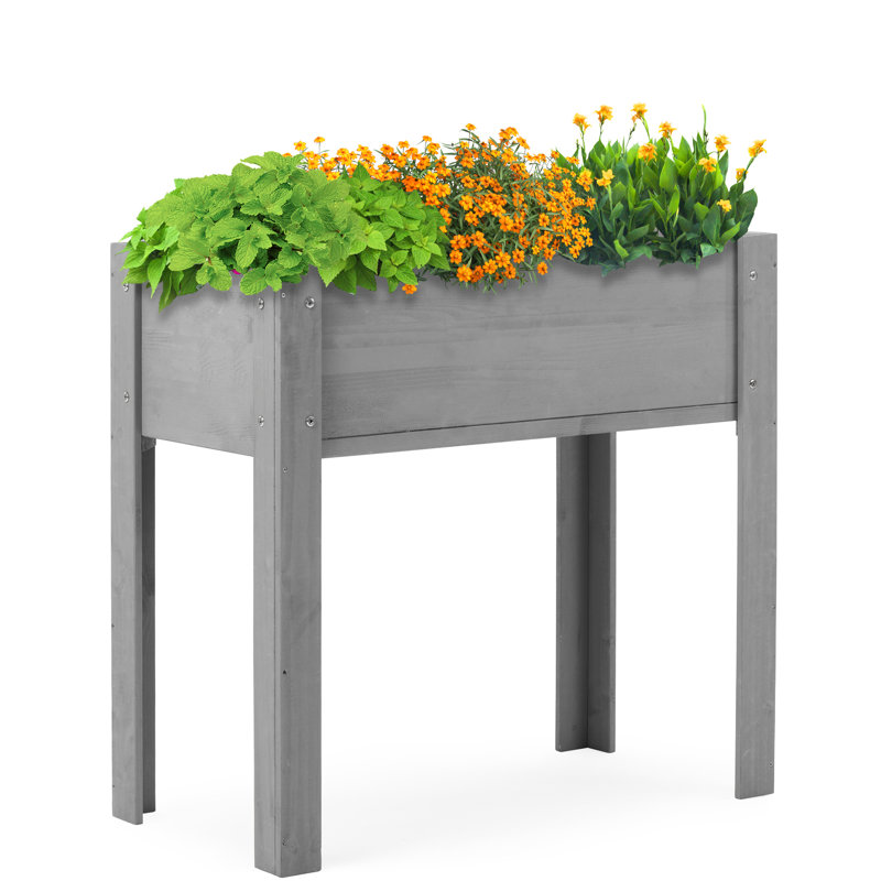 31X31x16 Inch Outdoor Raised Planter Bed With Legs, Wooden Box For Plants, Flowers, Fruits, Vegetables, Herbs - Toxin- Environment Attractive Shape