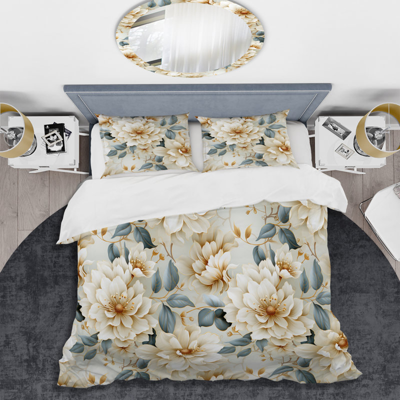 Ensemble de housse de couette blanche Mandalas, Housse de couette pour très grand lit et 2 très