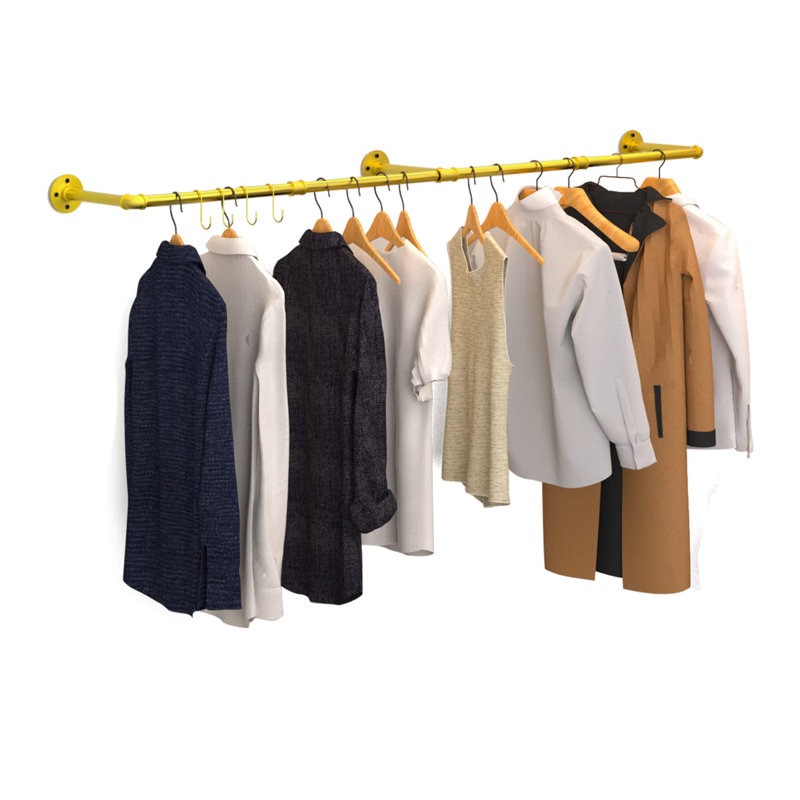 Oehlschlaeger Wall Mounted Clothes Rack, Gold