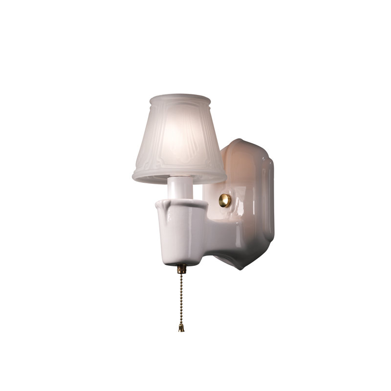 Arvine Armed Sconce, Gloss White, Brass