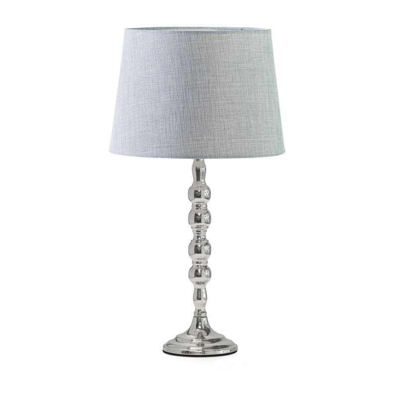 Waukena 50cm Candlestick Table Lamp, Grey, 50cm H x 28cm W x 28cm D, Silver