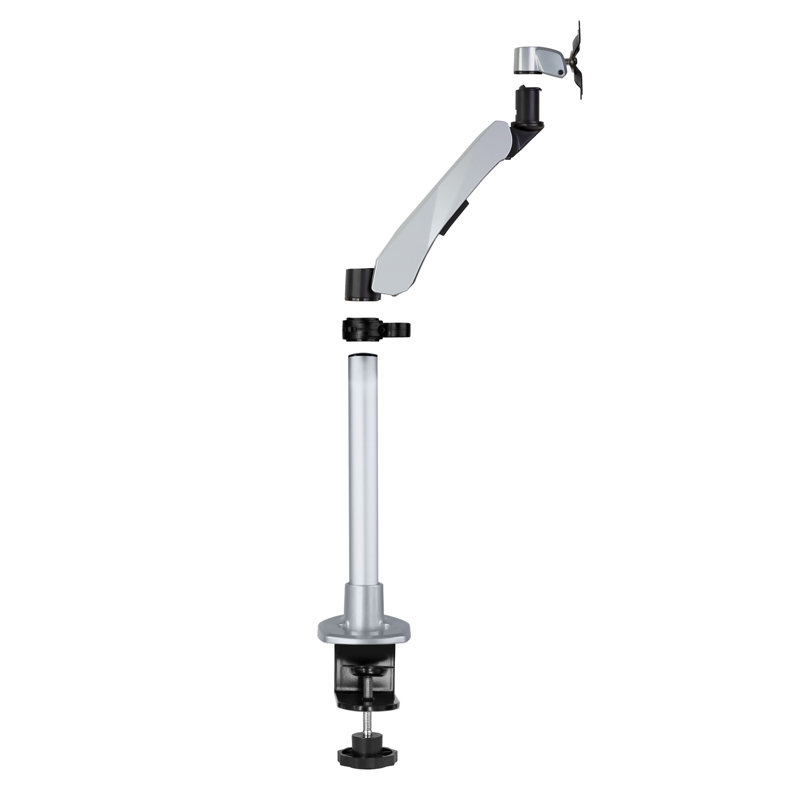 Silver Aluminum Single Monitor Desk Mount with Gas Spring Arm