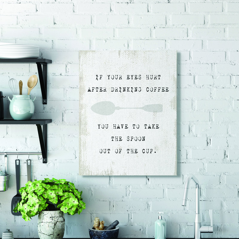 «Coffee Spoon Funny Kitchen Family Home Word Design», art textuel, H 30 po x l 24 po, Toile tendue