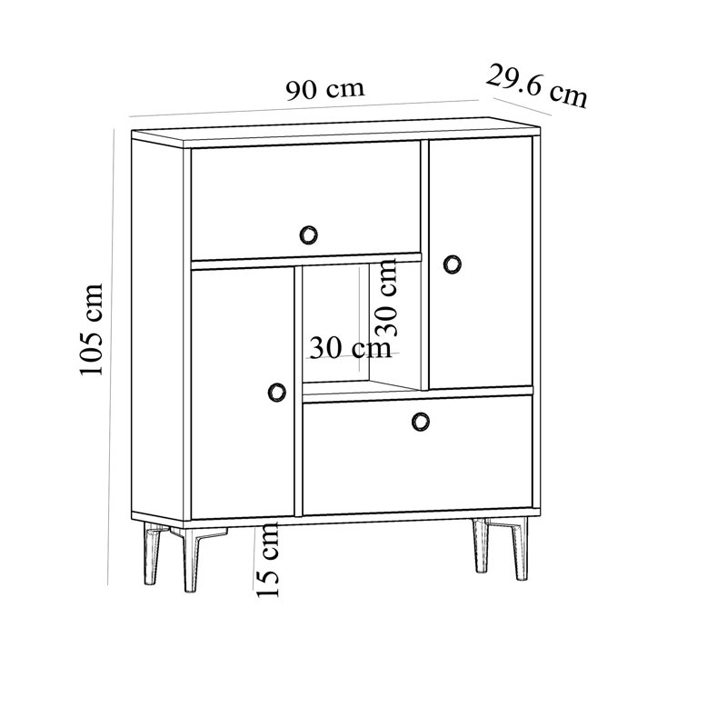 Console 35,4 po, Blanc, Blanc