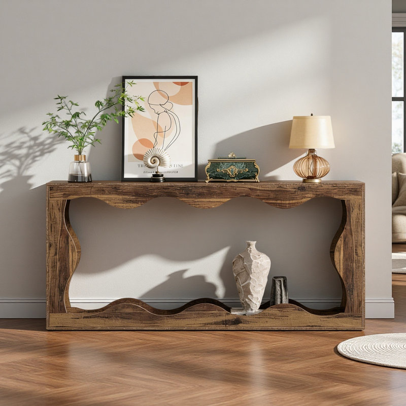 Modern Style Entryway Table,Industrial Console Table,Coffee Table, Rustic Brown