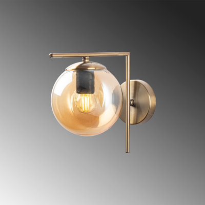 Modern Antique Wall Lamp, Metal Body with Glass Cap, 15 x 11 x 9 in | Max 40W, E14 Socket | Double Insulated, IP20 | Perfect for Glam, Scandinavian, and Hotel Decor | Elegant Lighting Accent for Any Room