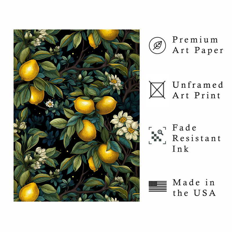 «Food and Kitchen Lemon Dreams», impression d'art moderne sans cadre, H 36 po x l 24 po