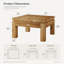 Table basse 31,5 "carrée en bois massif pour le salon, brun rustique