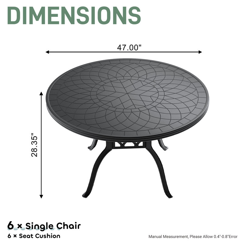 Table de salle à manger ronde d'extérieur 47,24 po