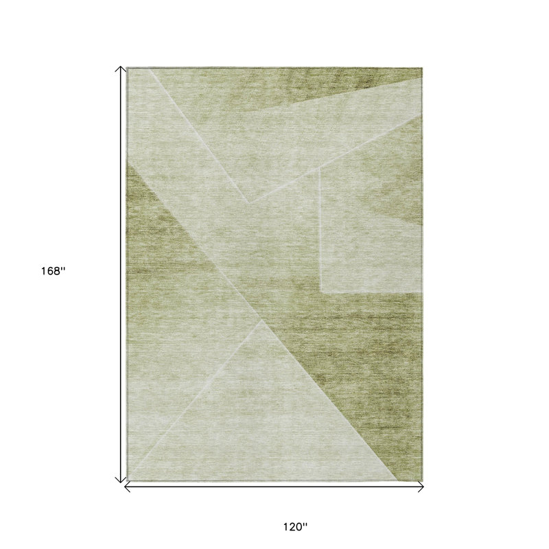 Tapis intérieur lavable abstrait vert sauge et artichaut 10 pi x 14 pi