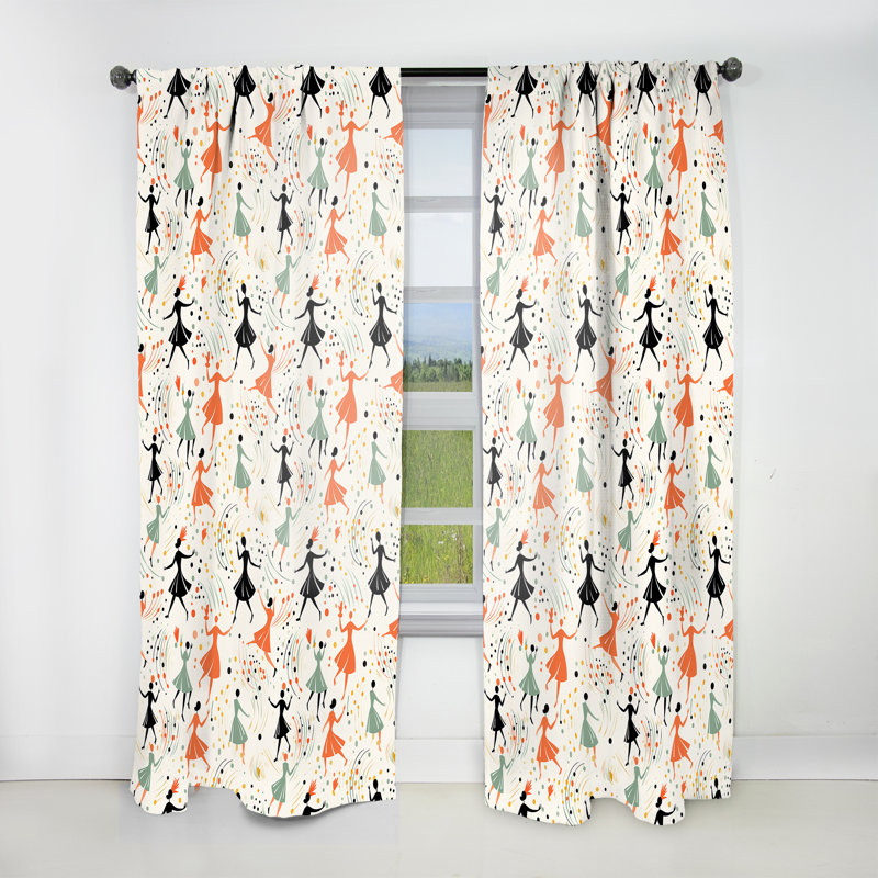 Kiahn - Rideau obscurcissant géométrique Mid-Century - 1 panneau, L 52 po x L 120 po
