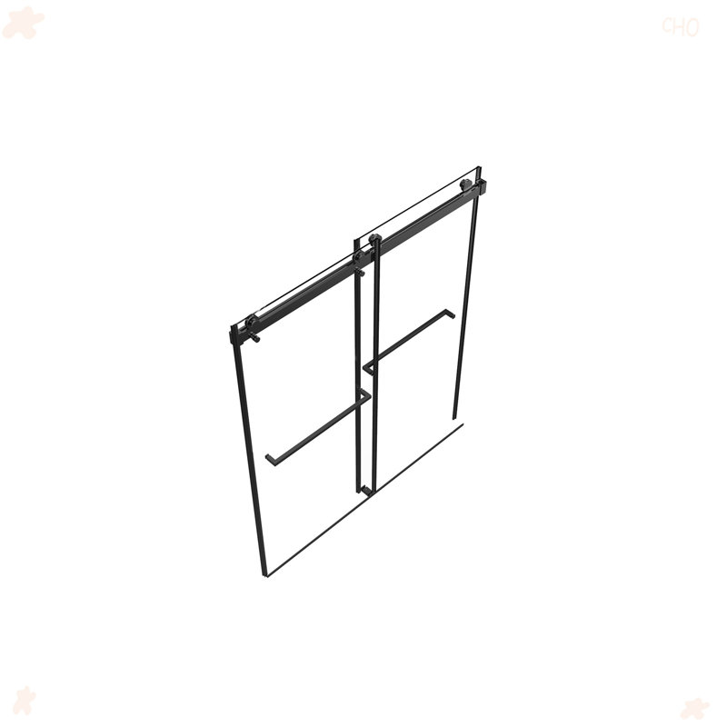 56"-60"W X 76"H Frameless Shower Door, Double Sliding Shower Door, 3/8'' (10Mm) Clear Tempered Glass Shower Enclosure With Square Rail,Double Side Easy Clean Coat, With Buffer