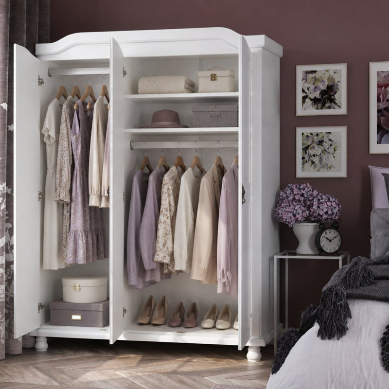 Armoire-penderie 3 portes Anass Kyle, Blanc