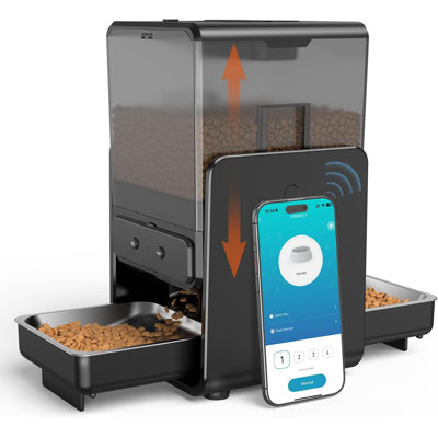 Double mangeoire pour animaux réglable en hauteur avec bols en acier inoxydable, distributeur automatique intelligent d'aliments pour animaux pour chiens et chats