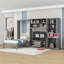 Lit escamotable simple en bois 2 tiroirs avec meuble télé, tablettes et armoire-213305016