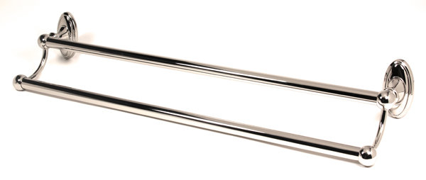 Classic Traditional Double Wall Mounted Towel Bar, Polished Chrome