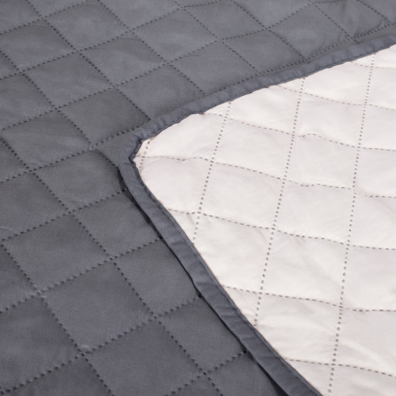 Housse pour fauteuil à coussins carrés/rectangulaires, 100 % polyester gris, H 75 po x l 66 po x P 22 po