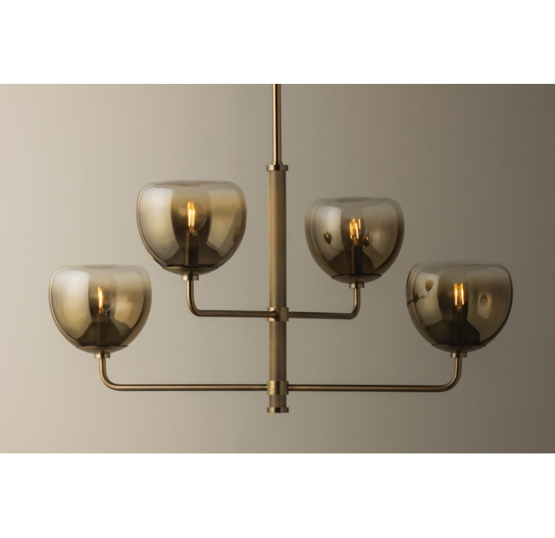 Lustre en laiton patiné Troy Lighting August, H 38,5 po x l 59 po x P 59 po, Quatre lumières